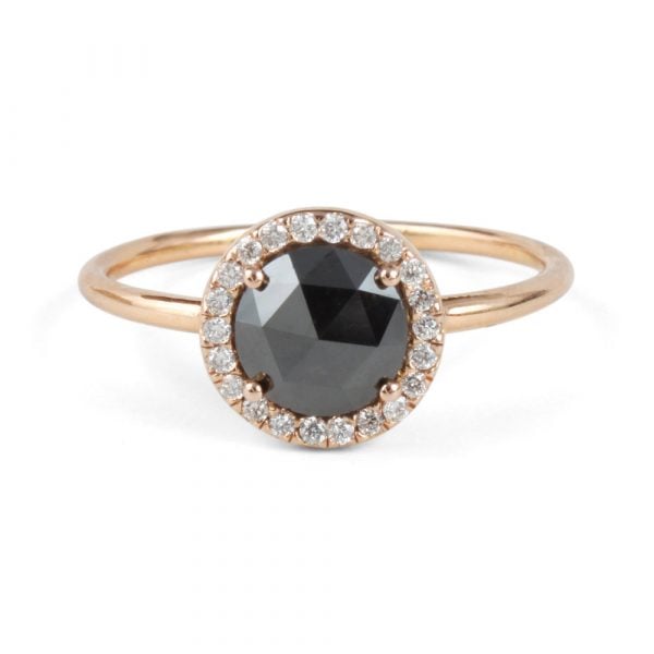 Black diamond engagement ring