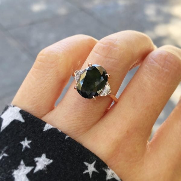 Black diamond engagement ring