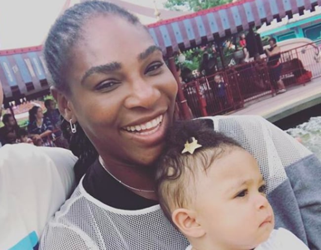 Serena Williams' baby took her first steps while her mum was training.