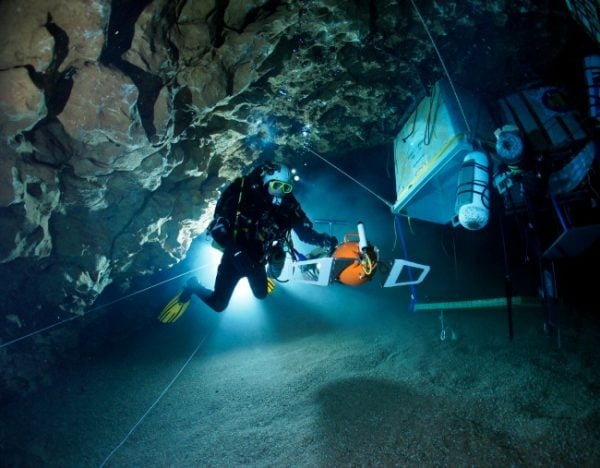John Volanthen in Spain to complete the world longest cave dive record. Image: Getty.