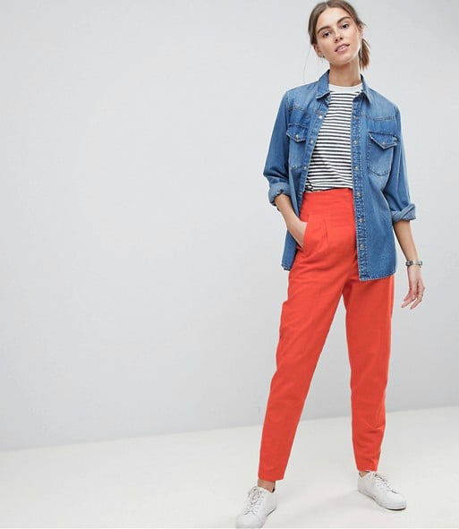 ASOS TALL Tailored Clean High Waist Linen Peg Pants