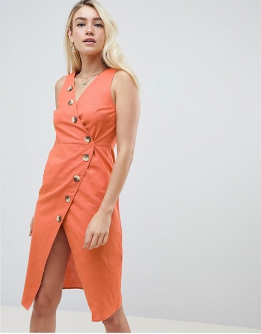 ASOS DESIGN Linen Wrap Midi Sundress