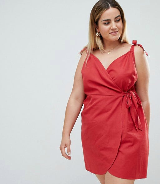 ASOS DESIGN Curve Linen Wrap Sundress