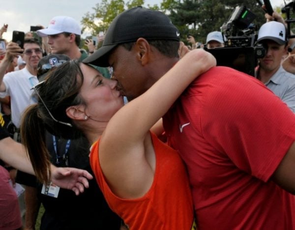 Tiger Woods and Erica Herman after the Tour Championship. Image via Getty.