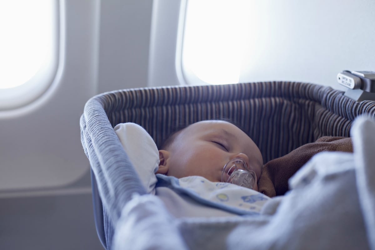 bassinet seat on a plane according 