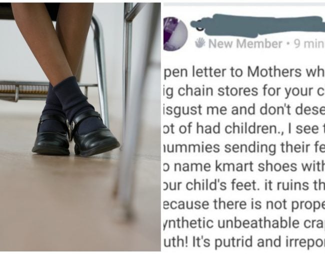 rants at mums buying Kmart school shoes 