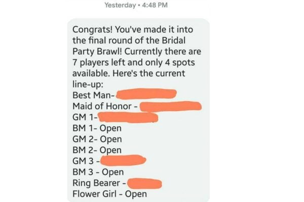 bridezilla request