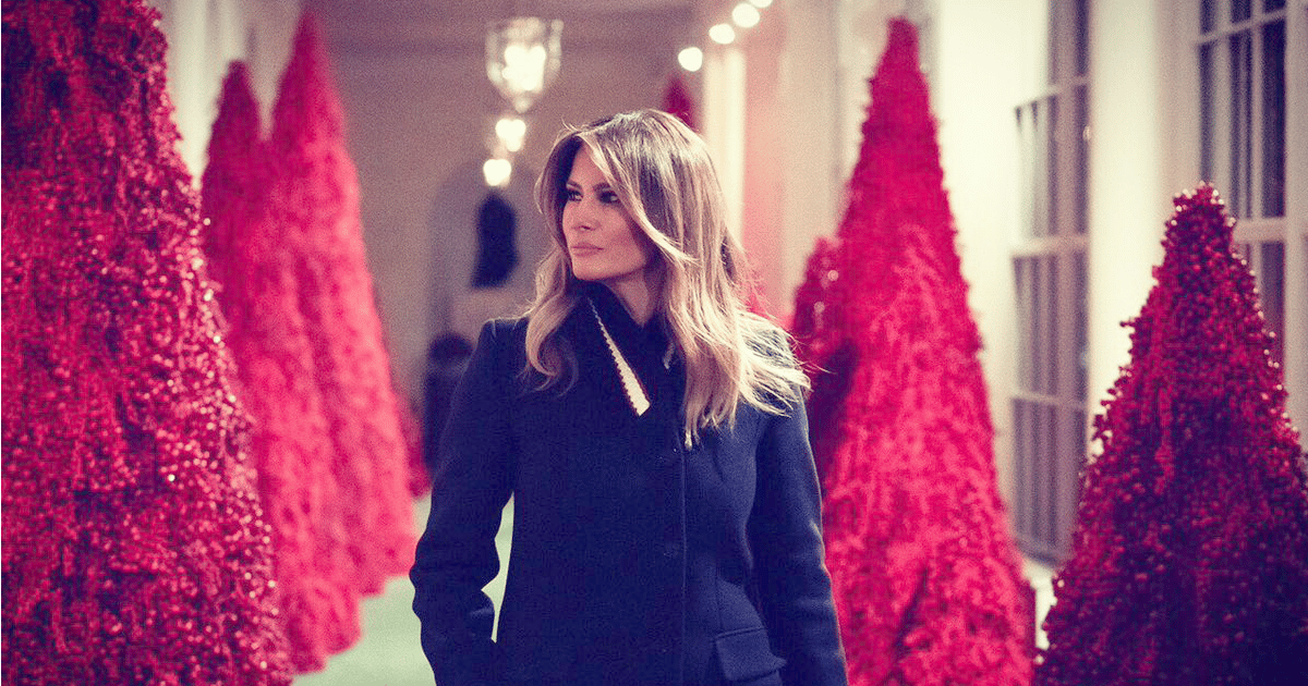 melania trump white house christmas red trees