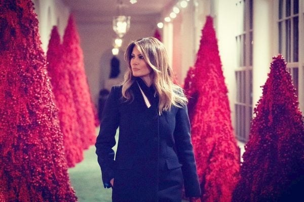melania trump white house christmas red trees