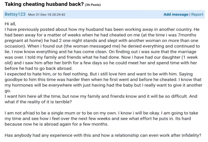 Mumsnet cheating husband