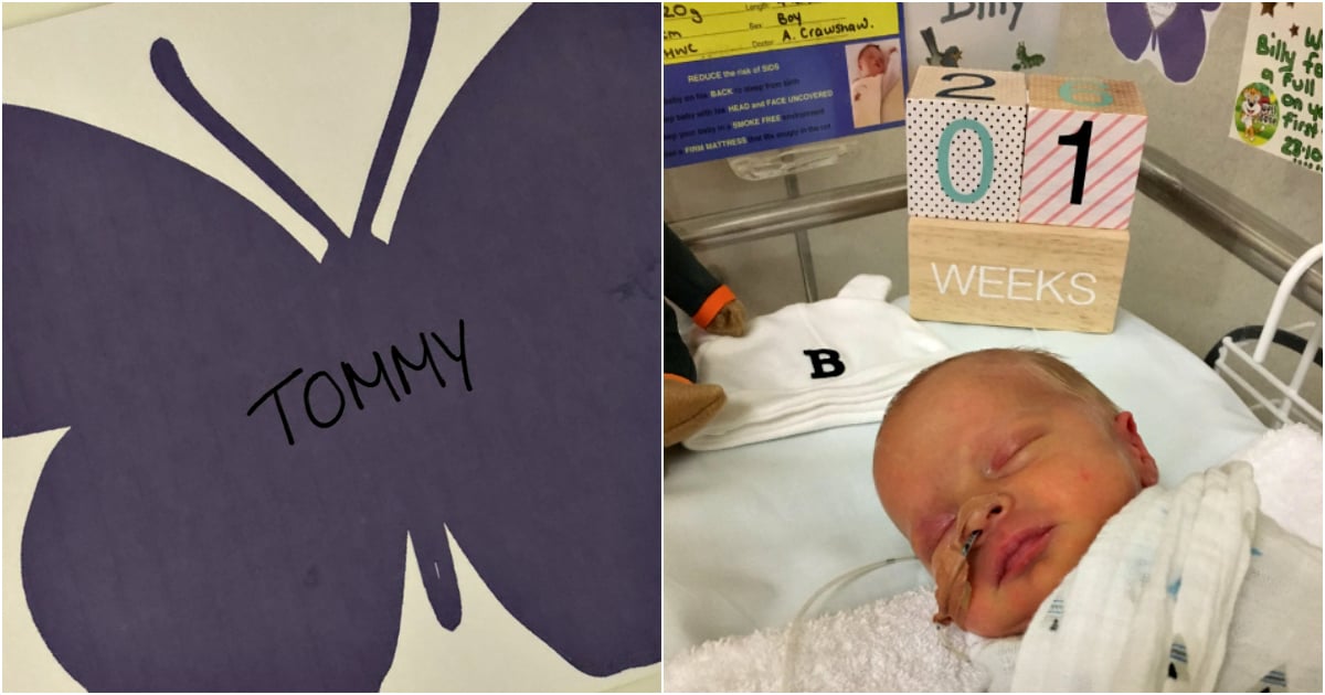 What a purple butterfly sticker in a baby's NICU crib means.