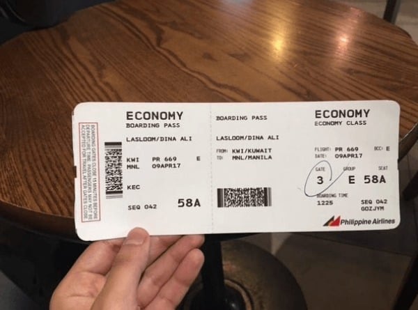 Dina Ali's boarding pass