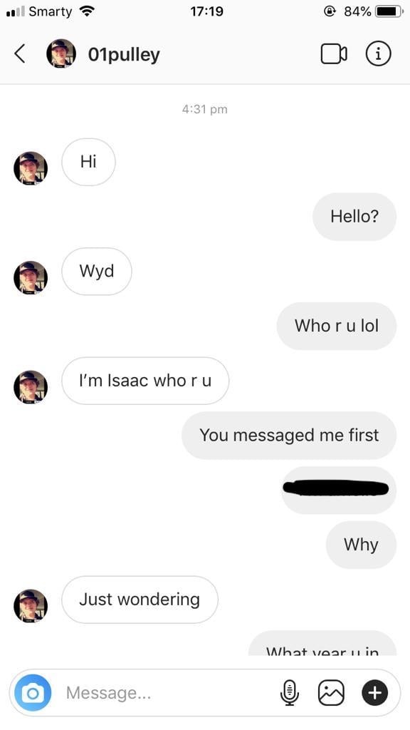 16yo boy's creepy messages to 12yo girl on Instagram