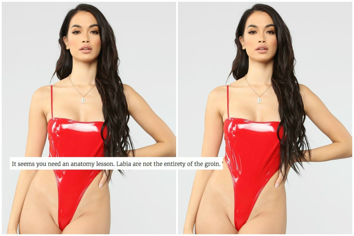 A man has made a bizarre comment on a Fashion Nova bodysuit article