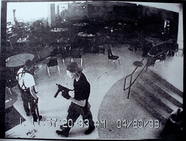 Surveillance Tape Of Columbine High School Shooting