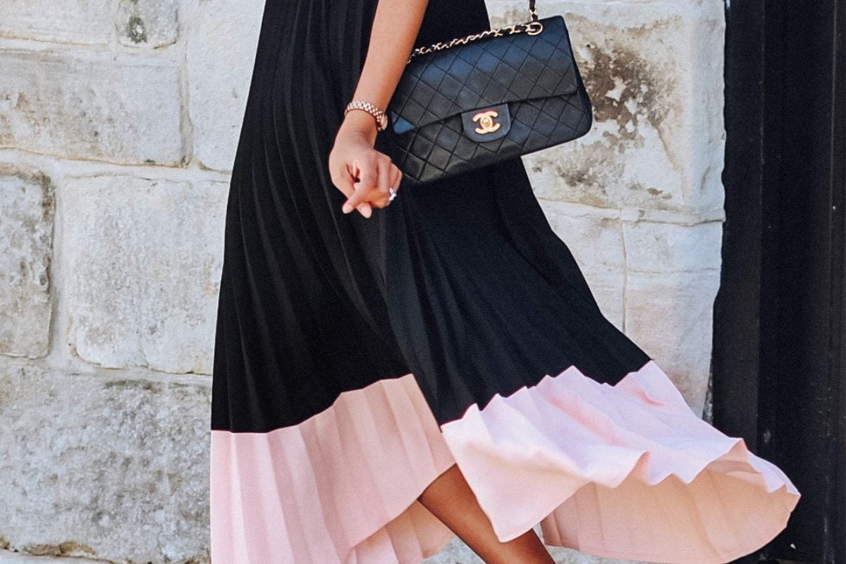 Pink navy hotsell pleated skirt