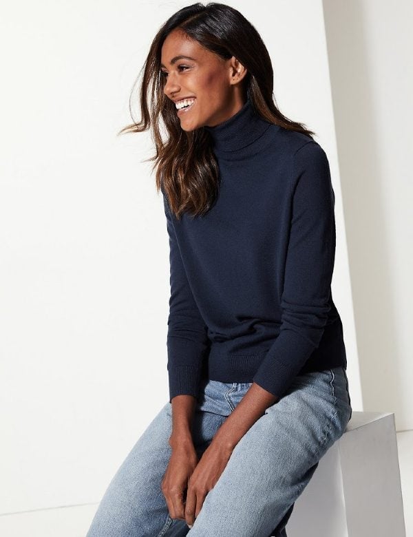 M&S COLLECTION Pure Merino Wool Roll Neck Jumper