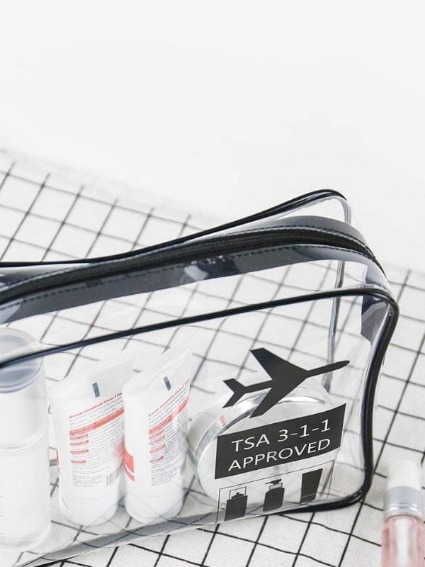 The clear $8 Kmart travel bag to pack in your carry on luggage.