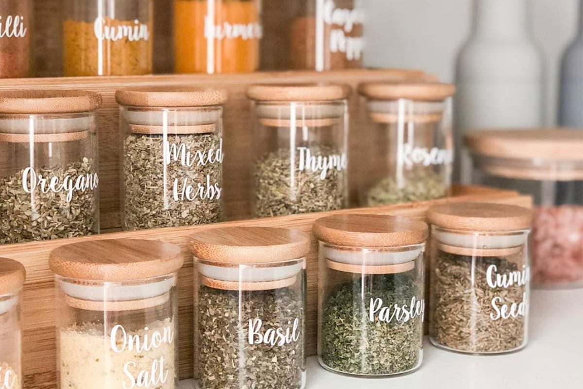 75ml Bamboo Herb and Spice Jars, Kitchen Organisation