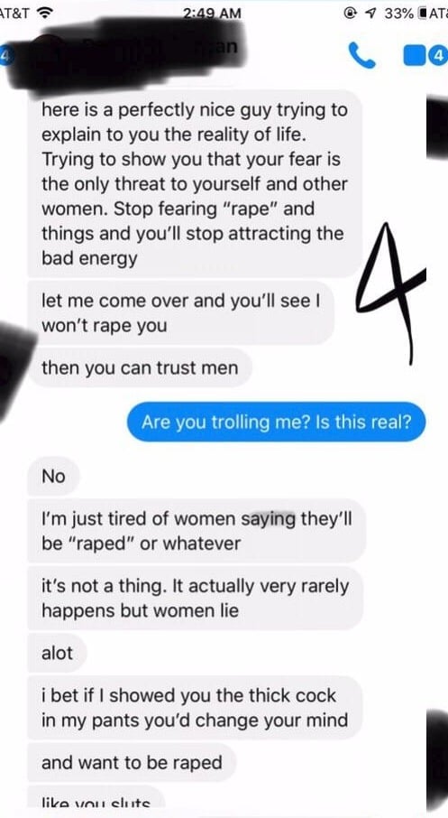 A woman dealing with abusive text messages posts to Reddit.