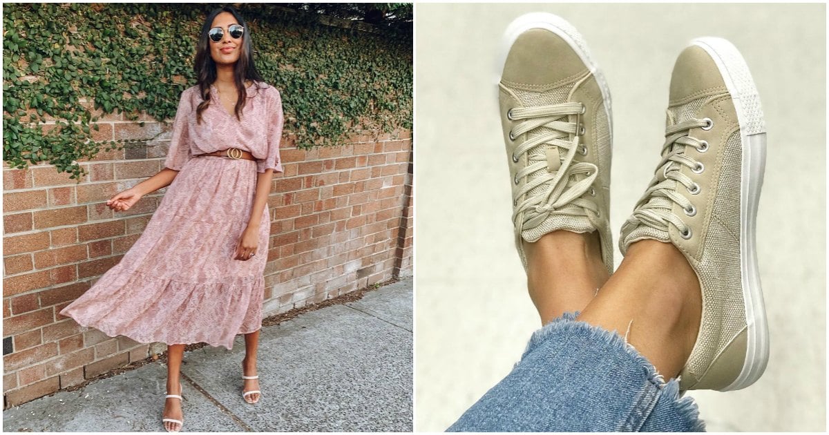 This $25 Kmart midi-dress and $15 pair of sneakers is summer in an outfit.