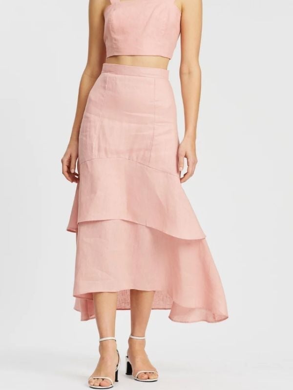 AERE Linen Layered Skirt