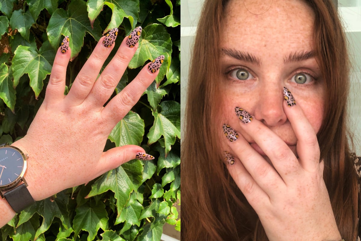 Nails of the week: red with leopard print