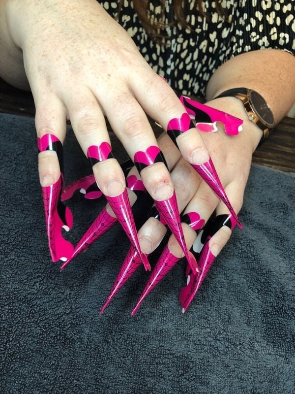 Buy Secret Lives® long acrylic press on nails artifical designer fake nails  extension shades of matte pink shinny glitter 24 pieces beautiful fake nails  with kit Online at Low Prices in India -