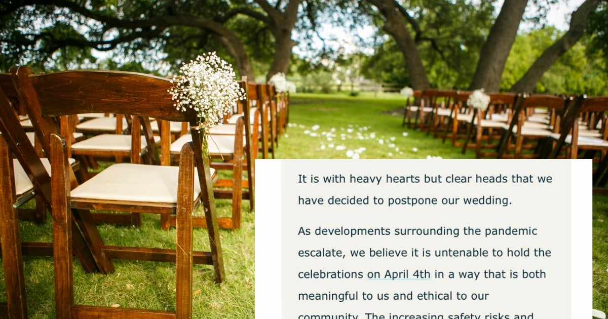 Cancelling wedding due to coronavirus: How COVID-19 affects weddings.