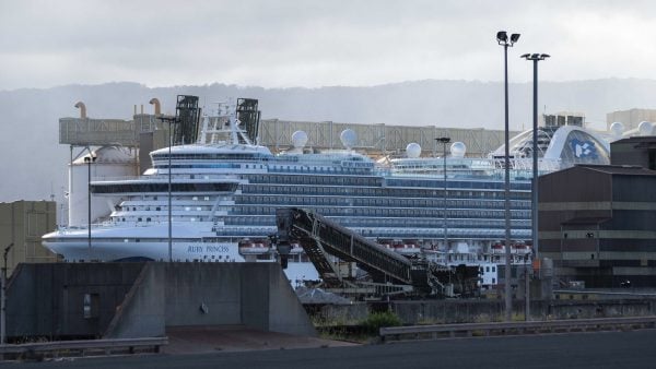 Ruby Princess berthed in Pork Kembla dock, NSW.